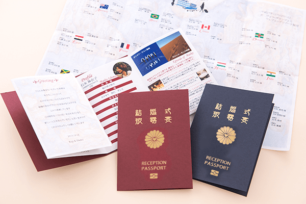 パスポート風招待状セットの見開き部分